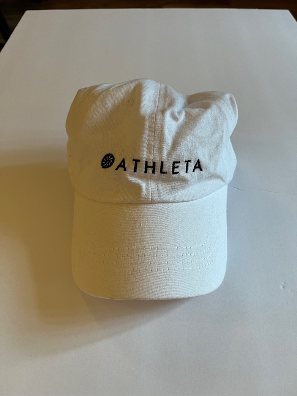 Athleta White Baseball Cap Adjustable 100% Cotton. Embroidered Logo NWOT